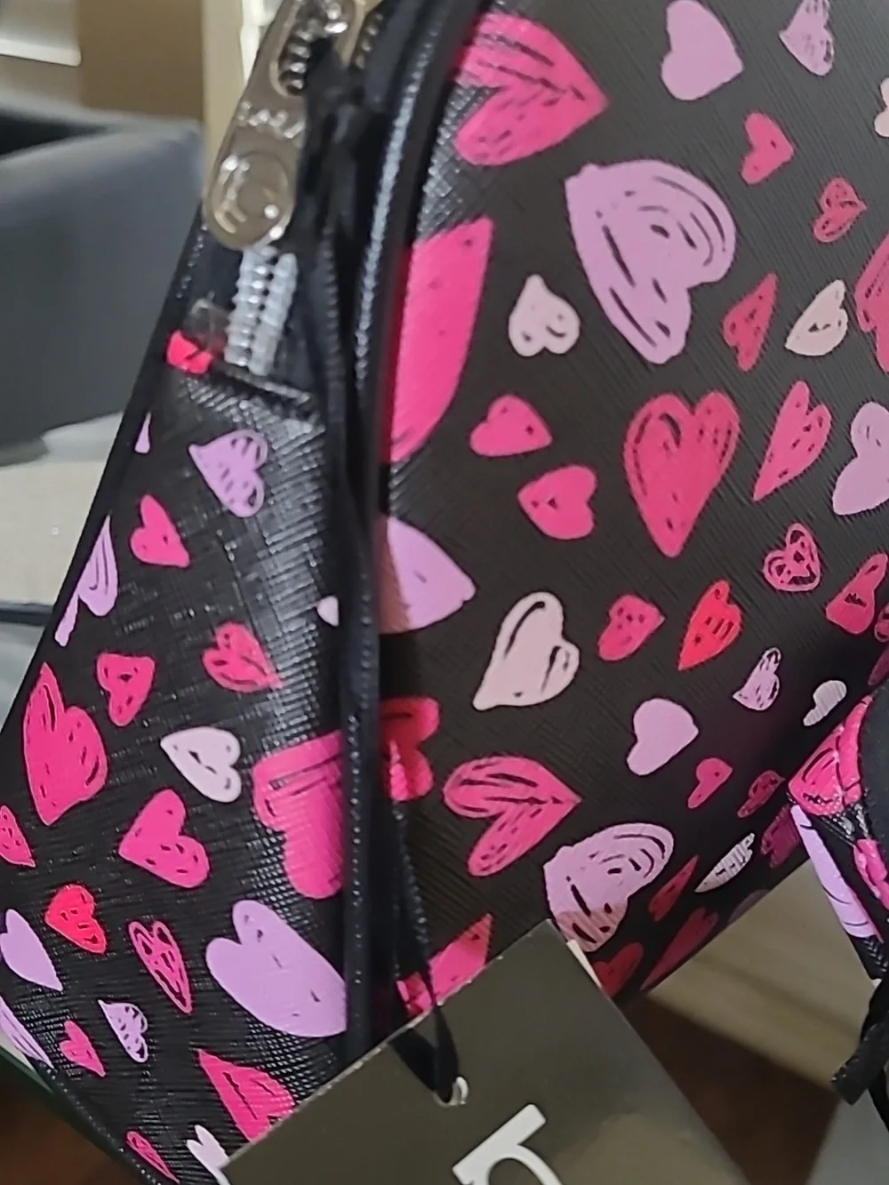 bebe Pink Heart Print Cosmetic Bag Set